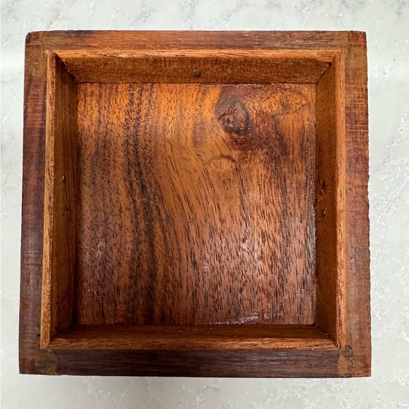 Indian hand-carved wooden jewelry box 4” x 4” trinket box decor - Picture 8 of 11